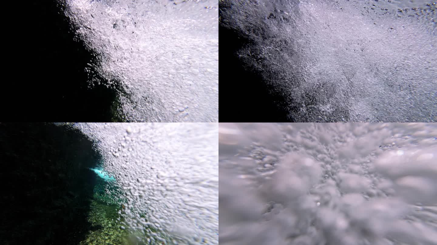 4K高速拍摄水下泉水酿酒河流原生态气泡
