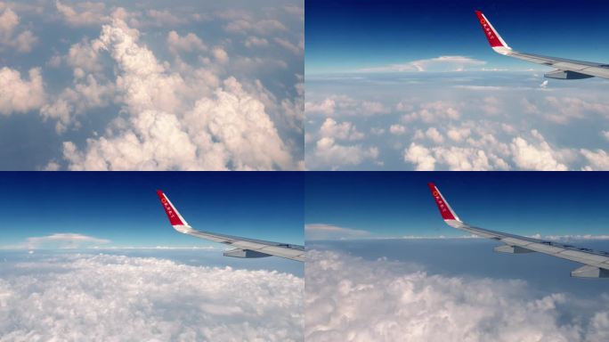 飞机上窗外的蓝天白云8K