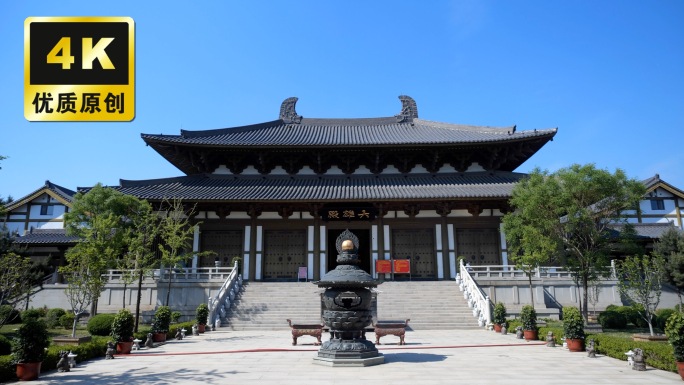 回龙寺寺庙古建筑房檐古风空镜头僧人修行