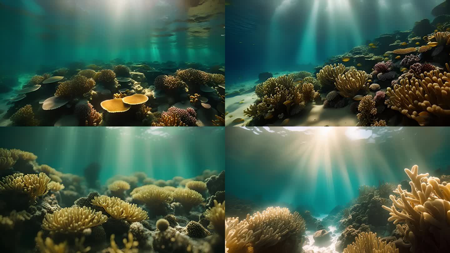 水下海洋丁达尔光海底深海光照动画