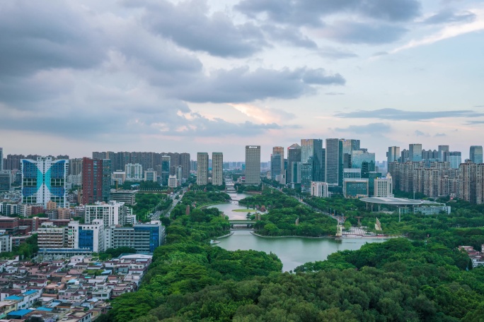 千灯湖中轴城市景观日转夜延时