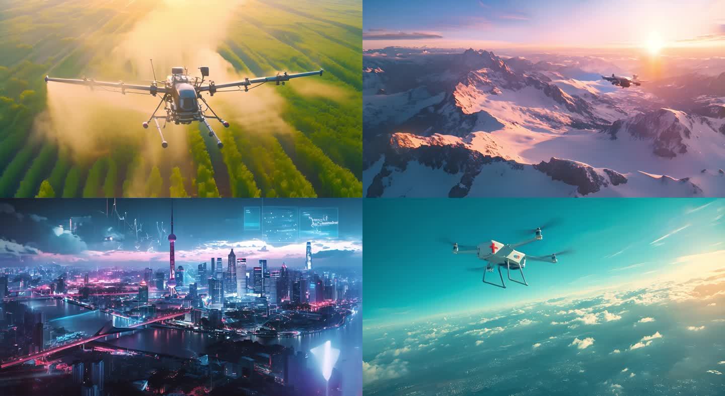 低空经济无人机工作场景视频素材