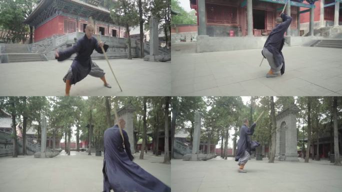 武僧耍少林棍