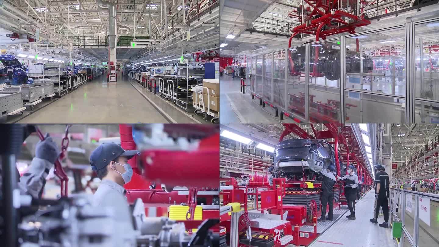 中国上海的新能源汽车电车自动化生产线（合集）