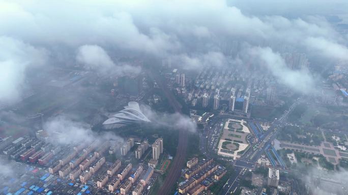 4k云下的泰安 穿云而过的泰安城市