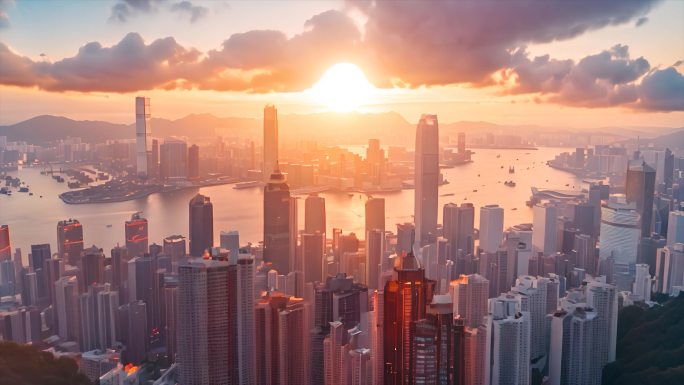 香港城市风景航拍延时夜景大湾区宣传片地标