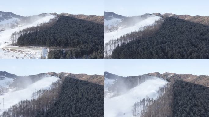 航拍吉林省通化市万峰滑雪场冬季雪季景观