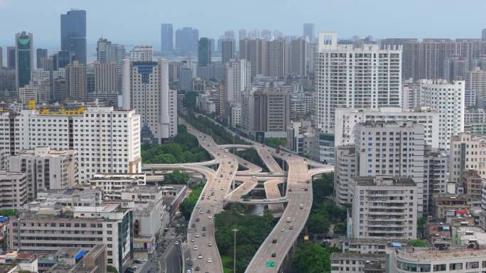 车流道路大桥城市车流立交桥快速路高速