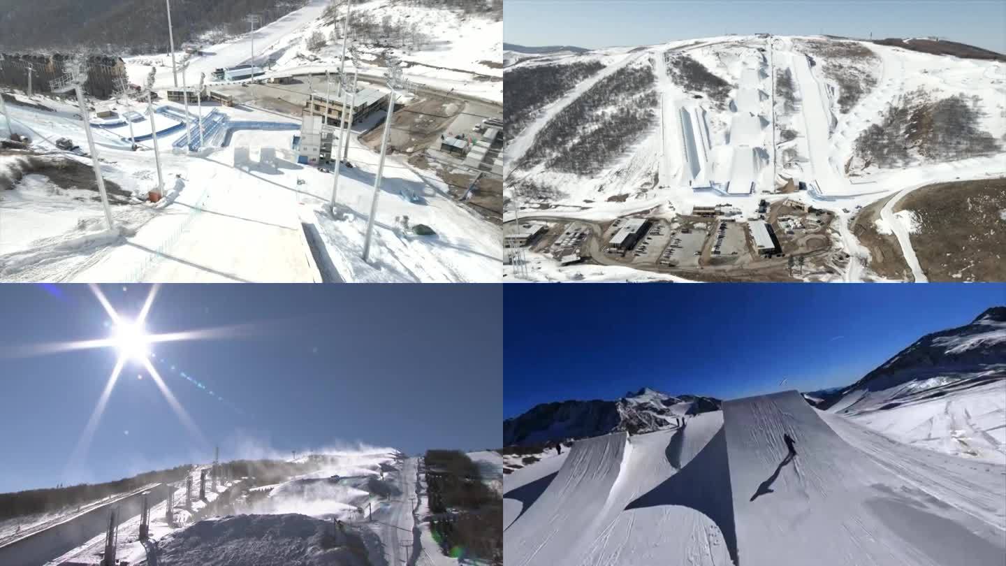 北京冬奥会场馆滑雪场滑雪运动航拍（合集）