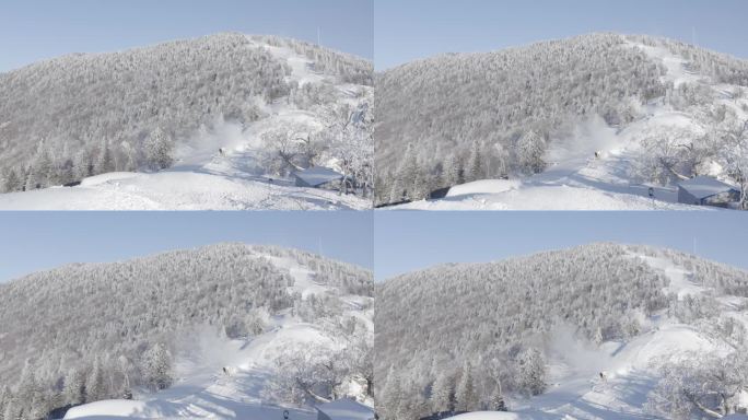 航拍吉林省吉林市永吉北大湖滑雪场雪景全景