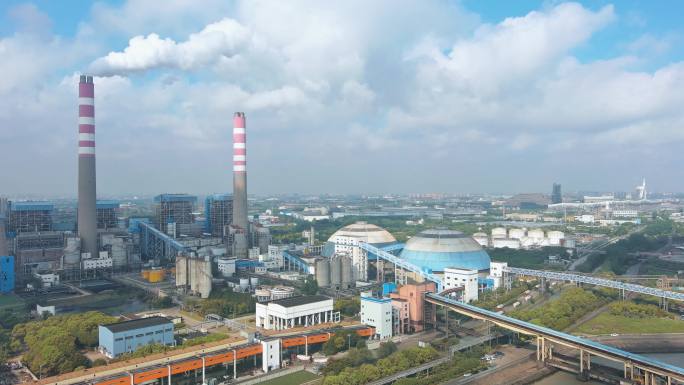 【4K】电厂烟囱环境污染碳排放