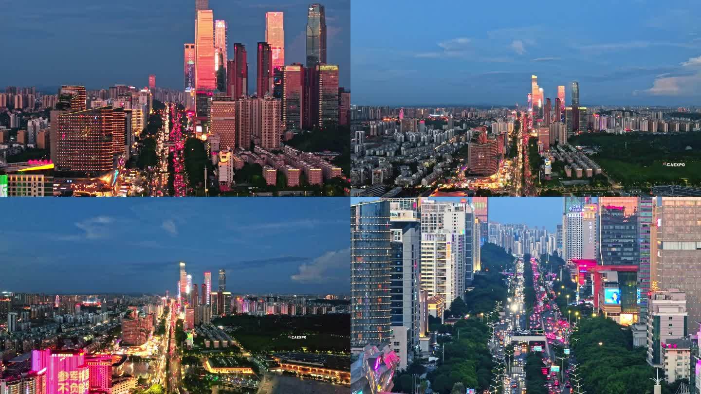 南宁东盟商务区夜景航拍视频素材