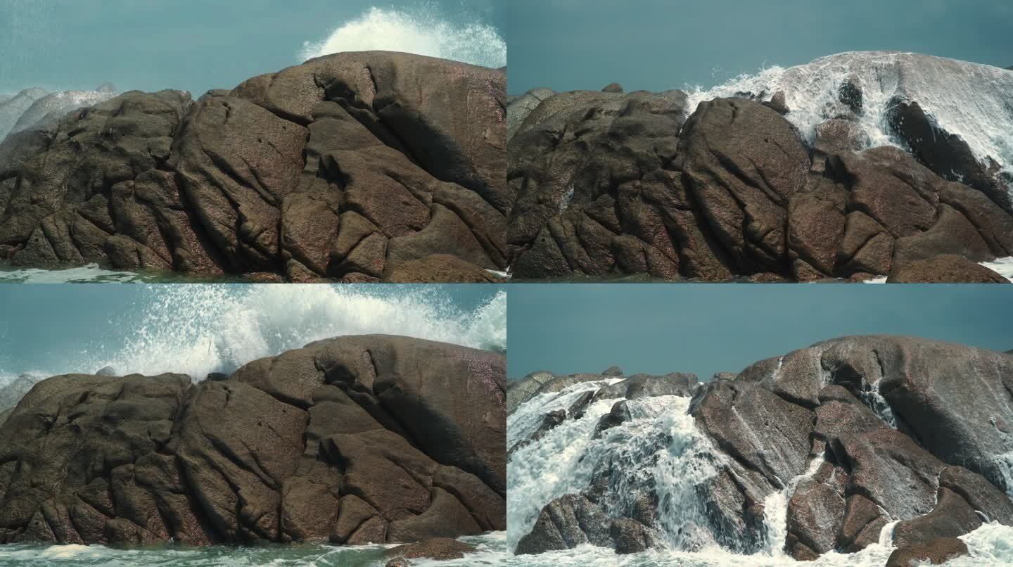巨石海浪-慢镜头