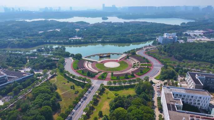 江西南昌大学前湖校区校园航拍风景风光素材