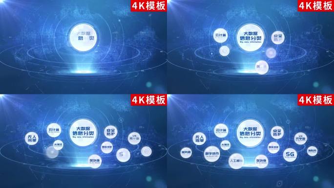 4K-蓝色科技分类展示AE包装