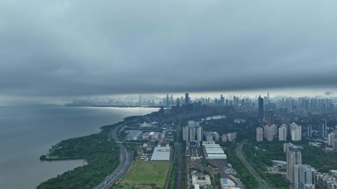 暴雨下深圳湾航拍