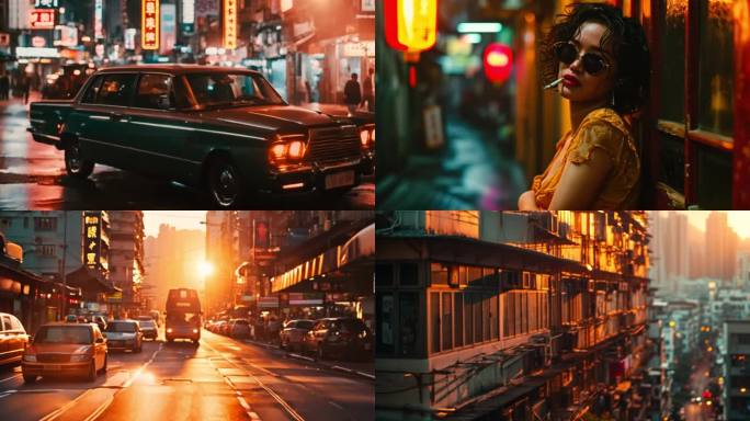 AI演绎香港街道复古风格电影质感