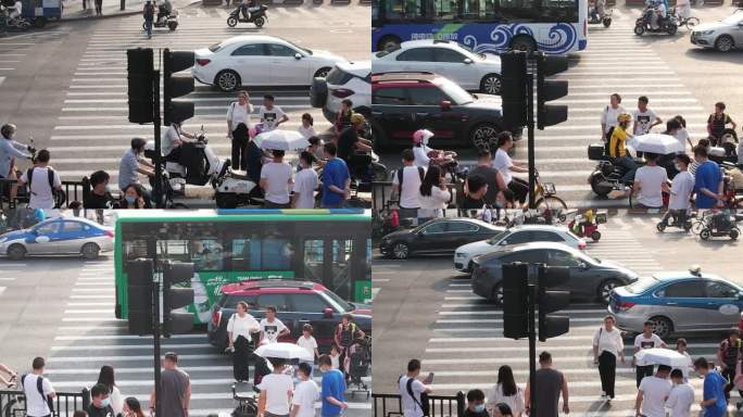 大城市行人横穿马路