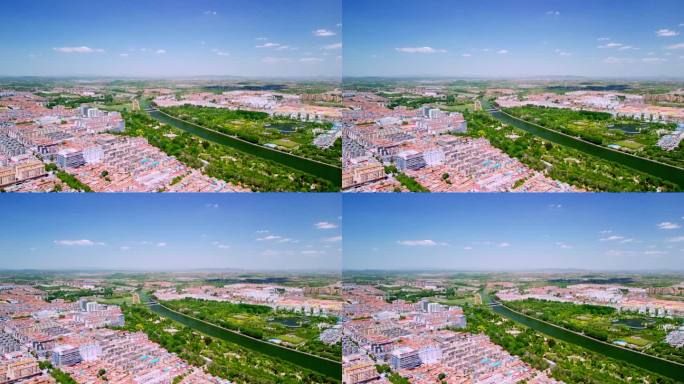 【2K】 莱阳绿水河流航拍推镜建筑空镜头