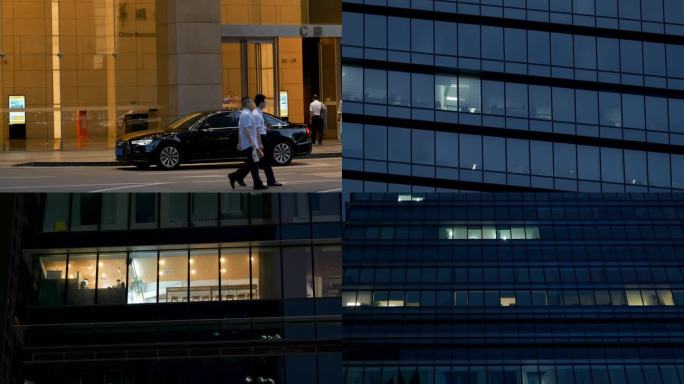 城市写字楼夜景，写字楼灯光，加班