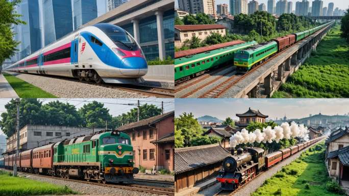 中国铁路发展历程火车进化历史延时摄影动画