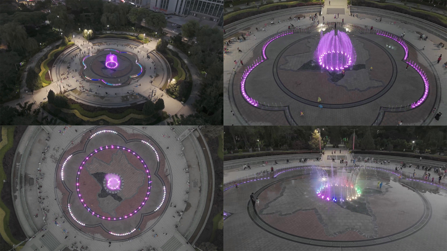 新疆人民广场喷泉4Klog航拍