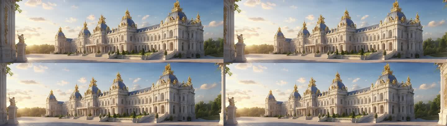 8K超宽屏欧式神圣宫殿宫廷艺术概念背景