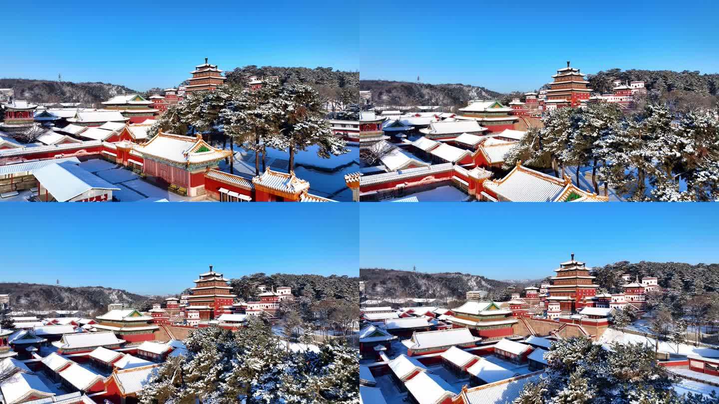 承德普宁寺冬季雪景航拍 外八庙航拍