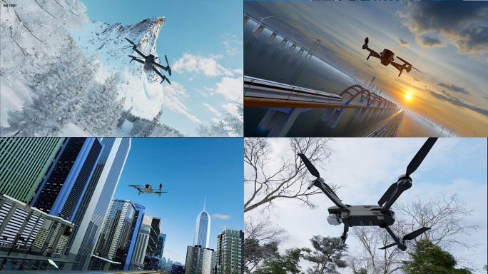 无人机低空经济无人机穿梭低空产业三维动画