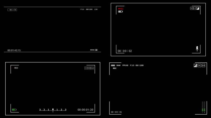 4组摄像机REC录像相框边框拍摄取景框