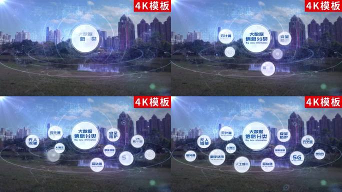 4K-科技蓝色分类展示ae包装