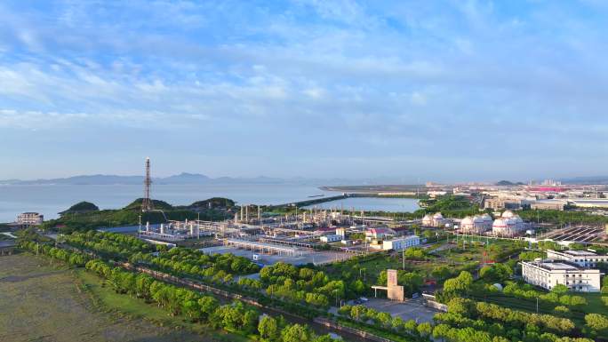 航拍浙江宁波北仑春晓油田基地