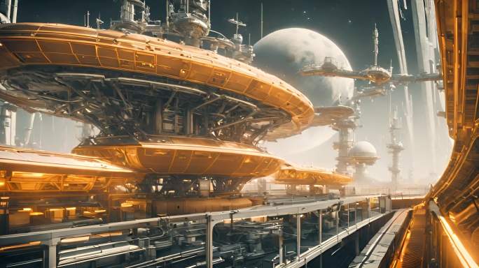 未来科幻建筑飞船宇宙星际旅行
