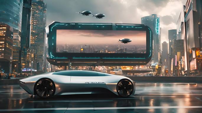科幻超跑汽车飞行器概念城市