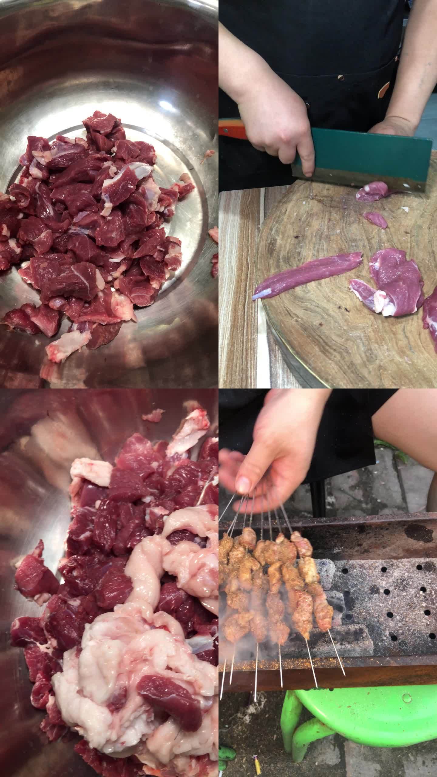 烤串原始素材切肉串肉烤肉竖版9比16