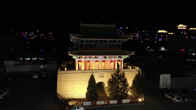 赤城鼓楼夜景航拍