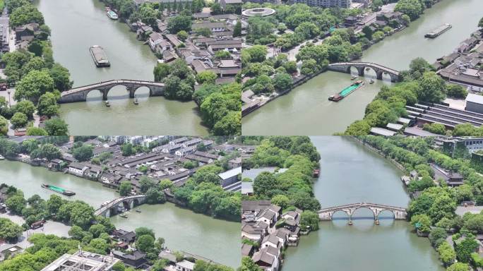杭州京杭大运河拱宸桥长焦航拍多角度