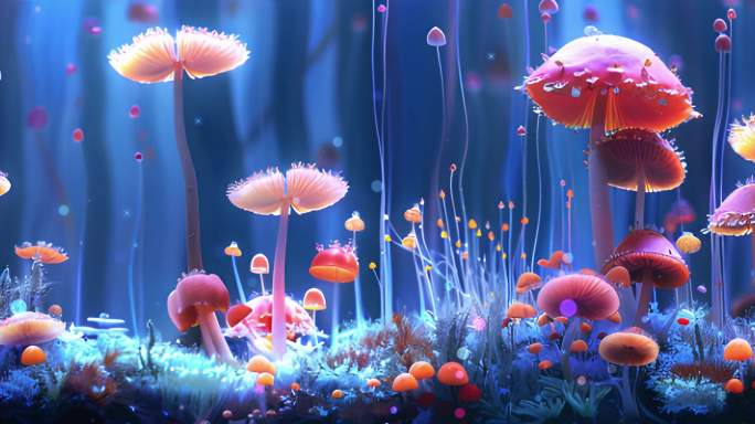 梦幻蘑菇植物童话背景