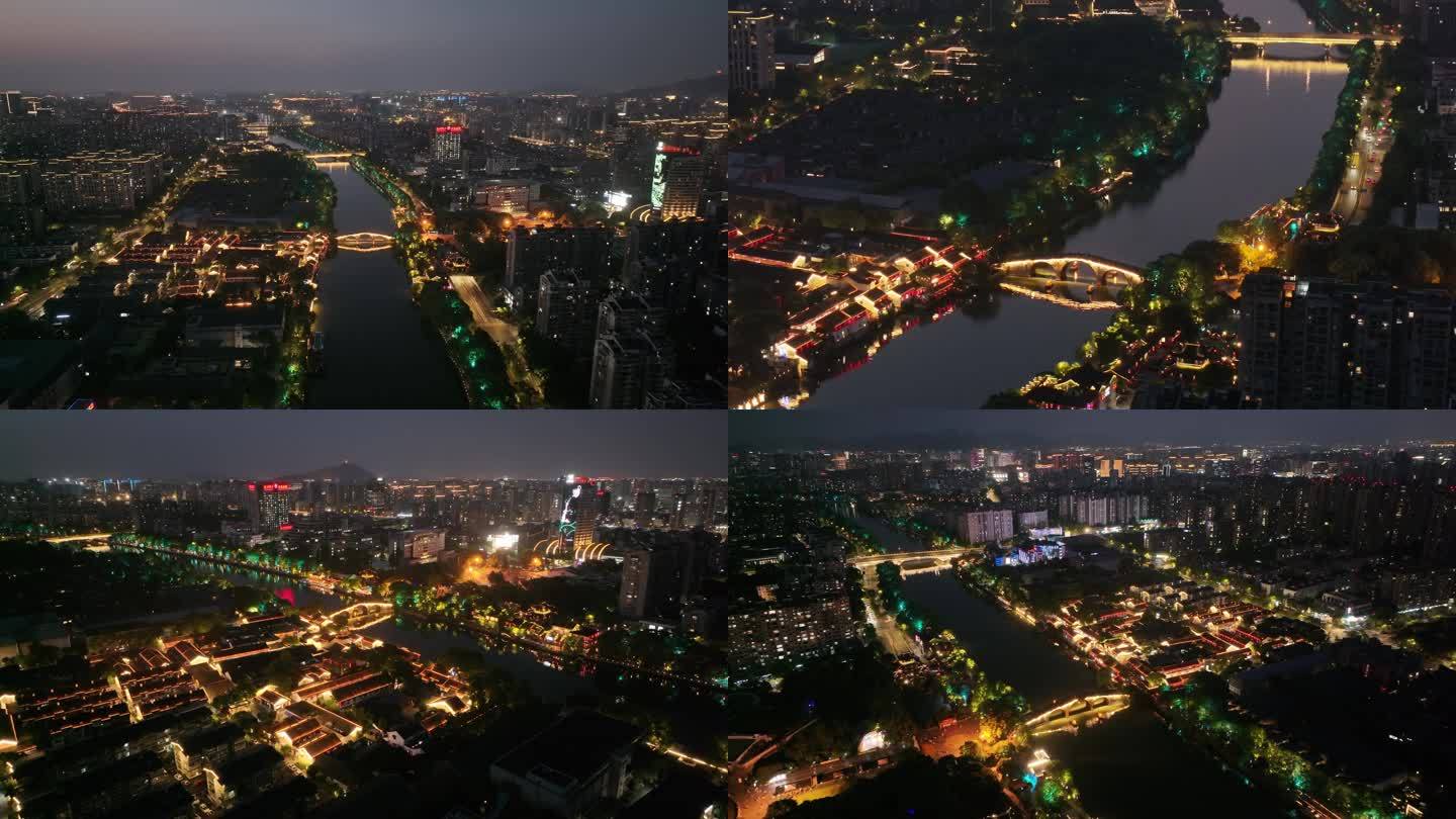 2024春杭州京杭大运河拱宸桥夜景全景
