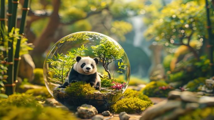 国宝 卡通熊猫 熊猫吃竹子熊猫动画
