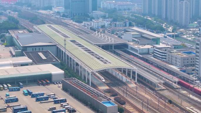 江苏常州火车站航拍天宁区城市地标风景风光