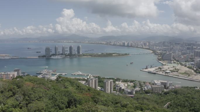 三亚凤凰岛城市全景航拍