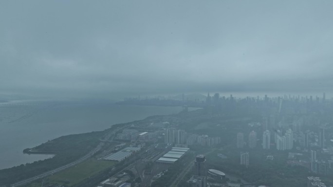 深圳湾阴雨天航拍