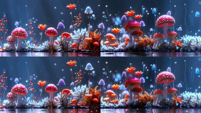 梦幻蘑菇植物童话背景