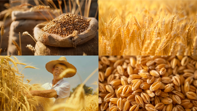 小麦小满麦田丰收播种粮食
