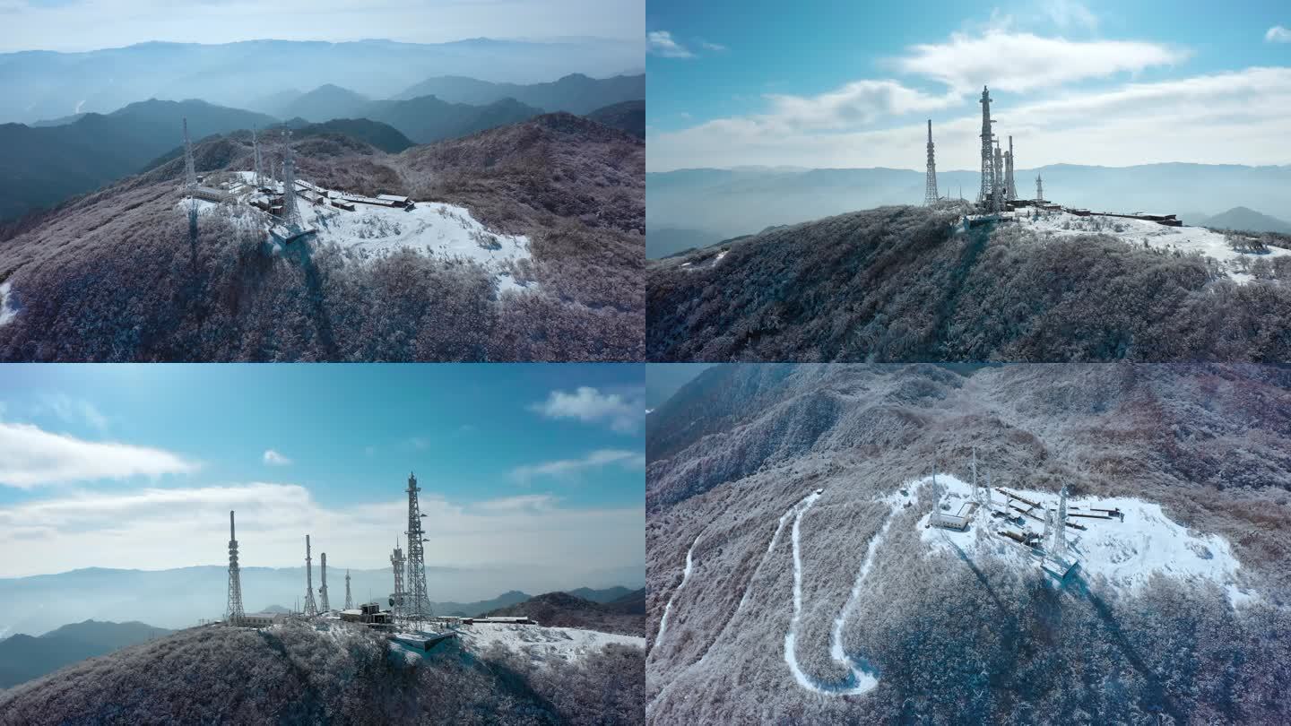 秦岭的冬天雪后的庙王山