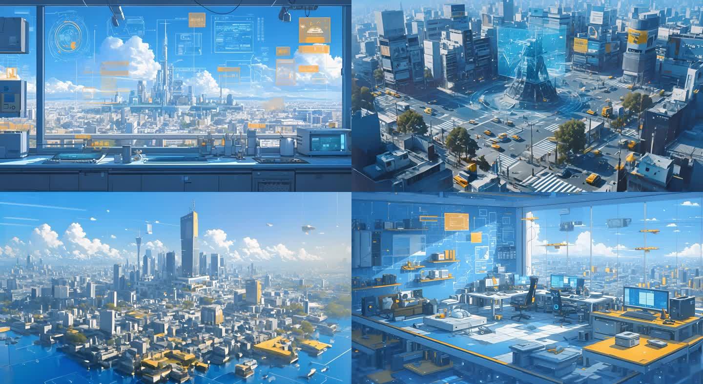 蓝色科技城市场景动画