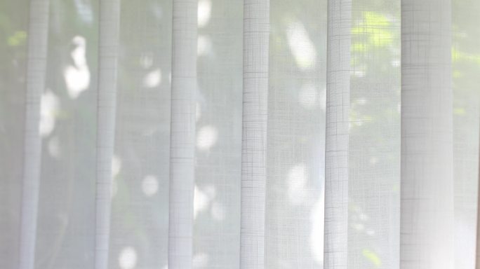 阳光 光影 窗帘 纱帘 窗外绿色材质质感