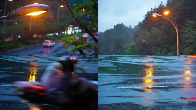 车流公交车下雨车流城市下雨车流