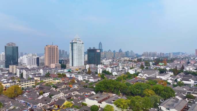 浙江绍兴鲁迅故里祖居航拍旅游景区景点城市